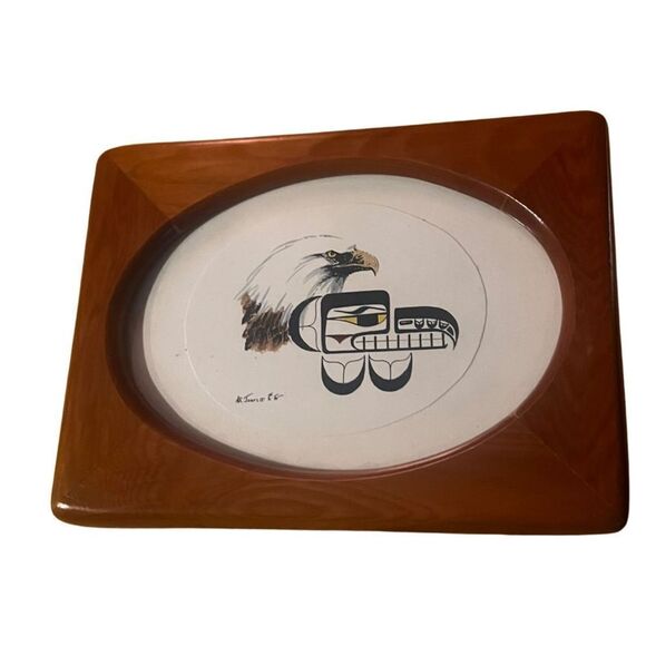 Alaskan Native AK Jones Eagle & Totem Framed Drawing Wall Art Home Decor Signed - Picture 2 of 8